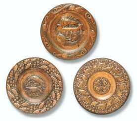 THREE JOHN PEARSON HAMMERED-COPPER CHARGERS