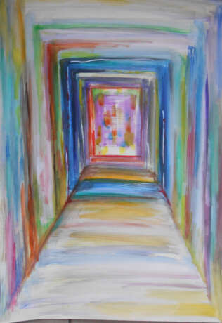 Painting “tunnel of cognition”, Whatman paper, Watercolor, Expressionist, Философия снов, 2021 - photo 1