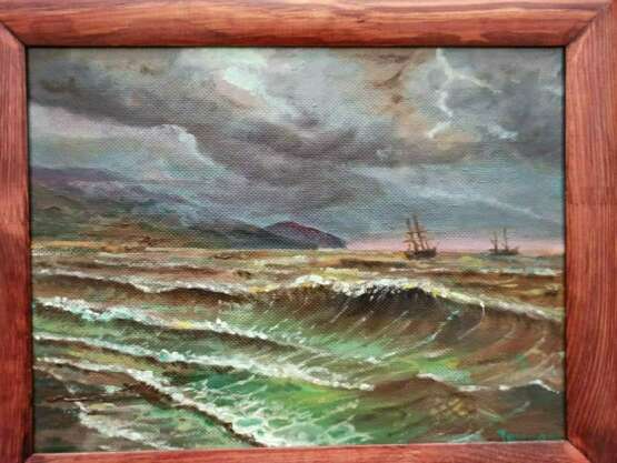 Painting “Wrath of Poseidon”, Fiberboard, Oil, море, Marine, Ukraine, 2021 - photo 1