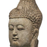 A GREY STONE HEAD OF BUDDHA - Foto 4