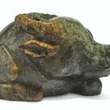A LARGE SPINACH-GREEN JADE FIGURE OF A RECUMBENT OX - фото 3