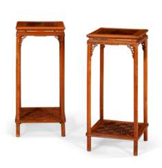 A PAIR OF HUALI-INSET BOXWOOD STANDS