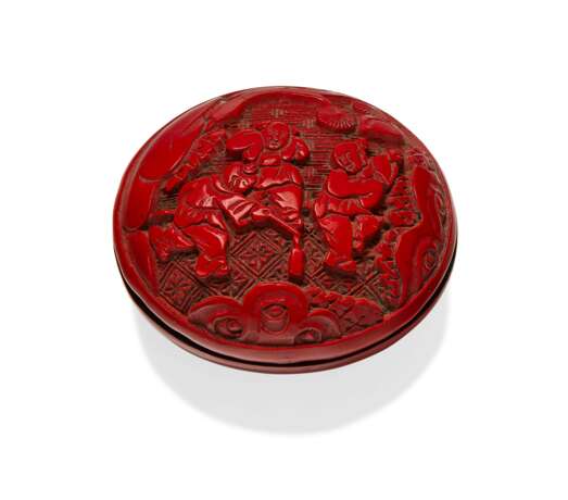 A MINIATURE CARVED RED LACQUER BOX AND A COVER - photo 1