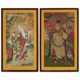 TWO LARGE SILK PAINTINGS OF IMMORTALS WITH ATTENDANTS - Foto 1