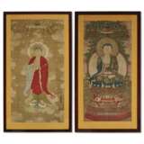 TWO LARGE SILK PAINTINGS OF BUDDHA - photo 1