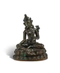 A BRONZE FIGURE OF TARA