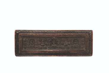 A FINELY CARVED WOODEN PRAJNAPARAMITA MANUSCRIPT COVER