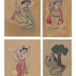 A SET OF FOUR KALIGHAT PAINTINGS: BALAKRISHNA; RADHA-KRISHNA; AND TWO PAINTINGS OF CHAITANYA AS KRISHNA AND RAMA - Auction archive