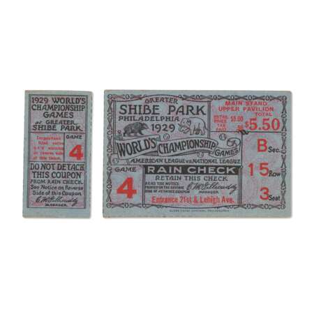 1929 World Series Game (4) ticket stub - The "Mack Attack" game - фото 1
