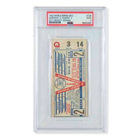 1942 World Series Game (2) ticket stub - photo 1