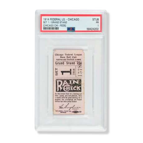 1914 Chicago Federal League Opening Day Ticket Stub (PSA 1 PR) - photo 1