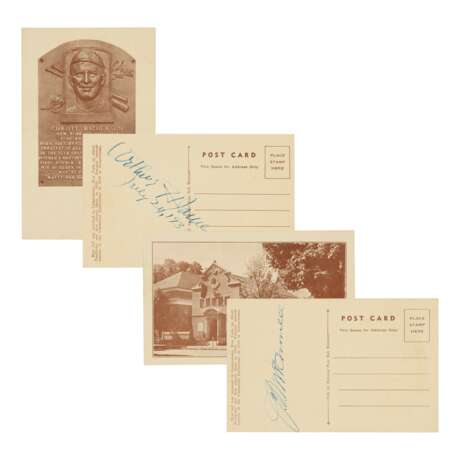 Group of (9) Autographed Sepia Tone Hall of Fame Plaque Postcards c.1939 - Foto 1