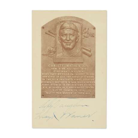 Arky Vaughan and Lloyd Waner Autographed Sepia Tone Hall of Fame Plaque Postcard c.1939 - photo 1