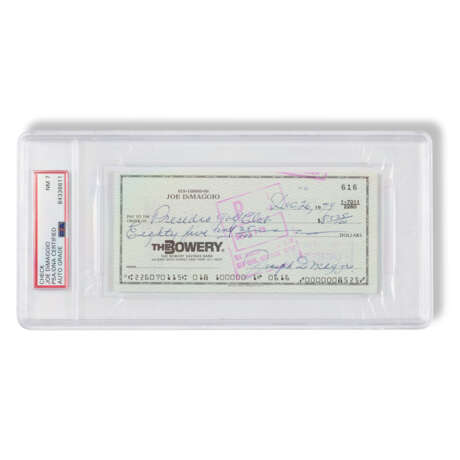 Joe DiMaggio Autographed Personal Check (PSA/DNA 8 NM-MT) - photo 1