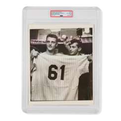 October 1, 1961 Roger Maris Holding "61" Jersey and 61st Home Run Baseball Photograph by Brown Brothers (PSA/DNA Type I)