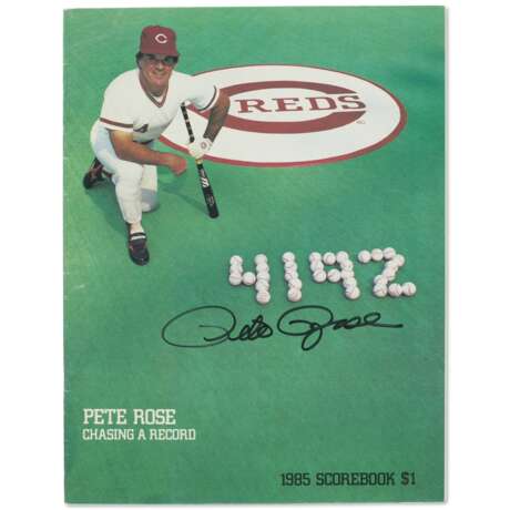 Pete Rose Autographed 4,192nd Hit Record Program - Foto 1