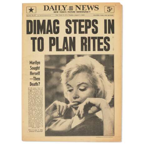 Set of (5) 1962 New York Daily News With Coverage of Marilyn Monroe's Passing - фото 3