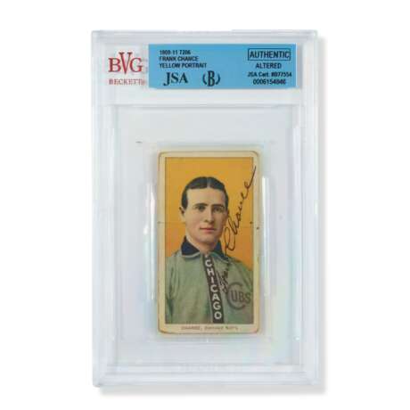 1909-11 T206 Frank Chance Autographed Baseball Tobacco Card (Portrait, Yellow Background) - photo 1