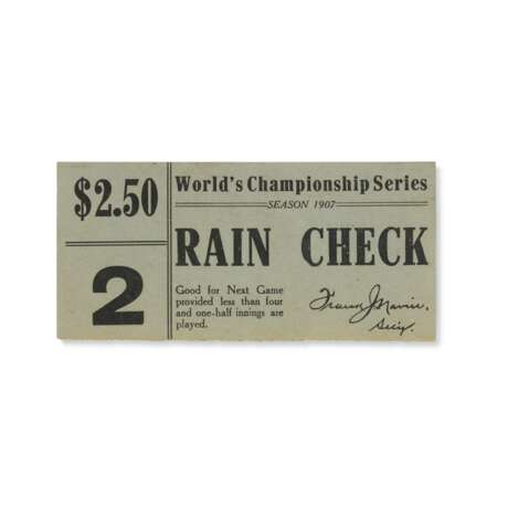 1907 World Series Game (5) full ticket - Series clinching game and the Cubs first World Series Championship - photo 1