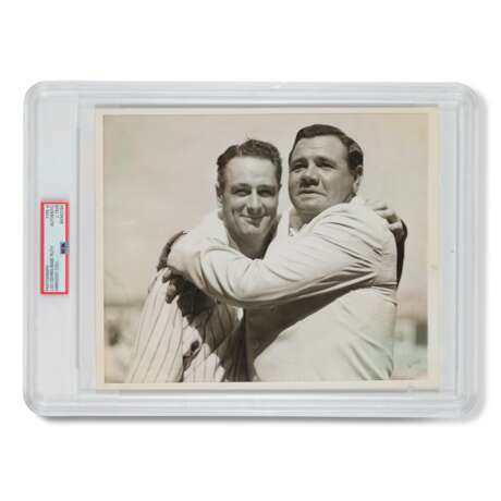 Babe Ruth and Lou Gehrig Photograph from July 4, 1939 "Luckiest Man Alive Speech" (Joe DiMaggio Collection)(PSA/DNA Type I) - photo 1