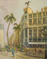 Large Oil Cityscape Painting Barcelona Large Oil Cityscape Painting Barcelona