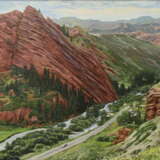 Painting “Red mountain”, Canvas, Oil paint, Realist, Landscape painting, Russia, 2010 - photo 1