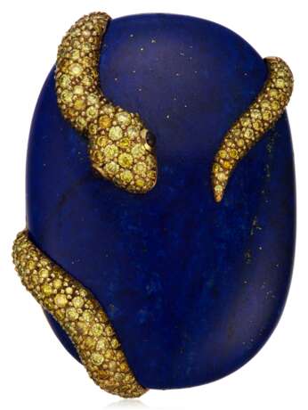 NO RESERVE | CARVIN FRENCH COLORED DIAMOND, LAPIS LAZULI AND RUBY BROOCH - Foto 1