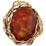 GILBERT ALBERT AMBER AND GOLD EARRINGS AND UNSIGNED FIRE OPAL RING - photo 4