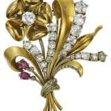 Meister. MEISTER RETRO DIAMOND, RUBY AND GOLD BROOCH - photo 1