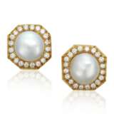 Dunay, Henry. HENRY DUNAY CULTURED PEARL AND DIAMOND EARRINGS - Foto 1