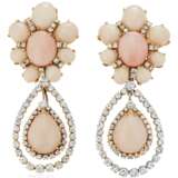 NO RESERVE | CORAL AND DIAMOND EARRINGS - photo 1