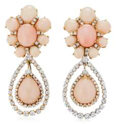 NO RESERVE | CORAL AND DIAMOND EARRINGS