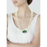 CULTURED PEARL, JADE AND DIAMOND NECKLACE - фото 2