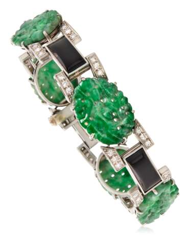 JADE, ONYX AND DIAMOND BRACELET - фото 1