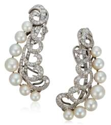 NO RESERVE | CULTURED PEARL AND DIAMOND CLIMBER EARRINGS
