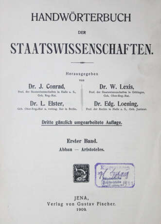 Handwörterbuch der Staatswissenschaften. - photo 1