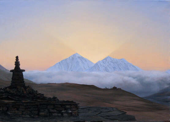 “ПОКРОВ (ВИД НА ДХАУЛАГИРИ ИЗ МУКТИНАТХА - НЕПАЛ)” Landscape painting 2013 - photo 1