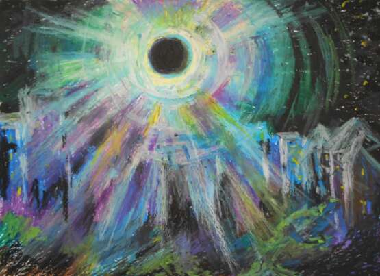 Солнечное затмение 10.06.2021 пастельная бумага Ölpastell Impressionismus Ukraine 2021 - Foto 2