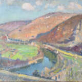 Impressionist Landscape w River Valley Huile sur toile Peinture de paysage Early 20th Century - photo 1