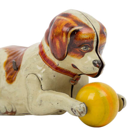 LEHMANN/KÖHLER zwei Blechspielzeuge: Sänfte "Mandarin", um 1903 und "Spielender Hund", - Foto 3