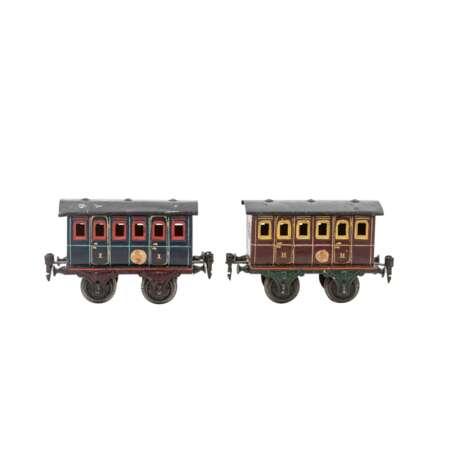 MÄRKLIN zwei Abteilwagen, Spur 1, vor 1907-1914, - Foto 3