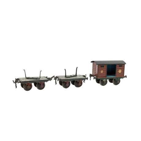 MÄRKLIN drei Güterwagen, Spur 1, vor 1924, - фото 5