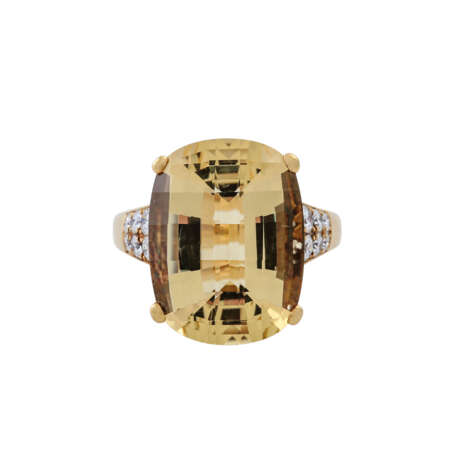 Ring mit schönem Goldberyll flankiert von 12 Brillanten - фото 2