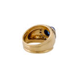 JACOBI Ring mit ovalem Saphircabochon entouriert von Brillanten, - photo 3
