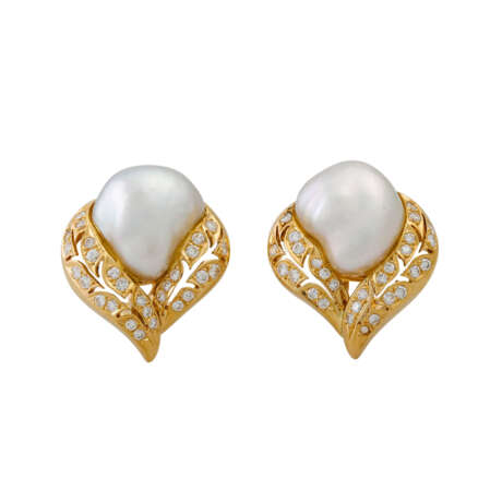 Ohrclips mit Perlen und Brillanten, - фото 1