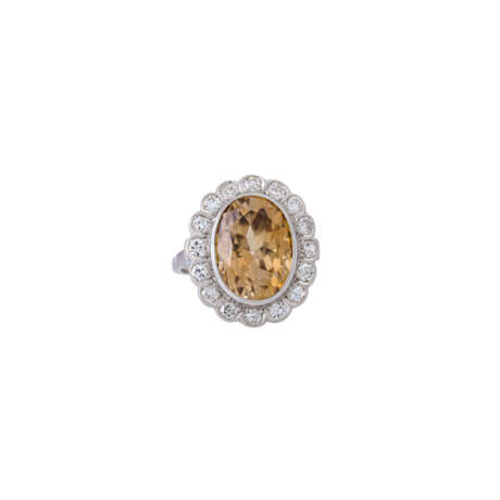 Ring mit braunem Zirkon umgeben von Diamanten, zusammen ca. 1,2 ct, - photo 2