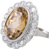 Ring mit braunem Zirkon umgeben von Diamanten, zusammen ca. 1,2 ct, - Foto 5
