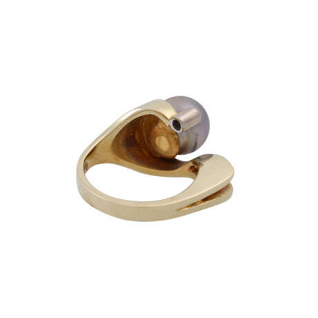 Ring mit silbergrauer Perle und kleinem Brillant von ca. 0,05 ct, - фото 3