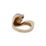 Ring mit silbergrauer Perle und kleinem Brillant von ca. 0,05 ct, - Foto 4