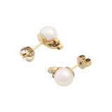 Ohrringe mit Perlen und kleinen Brillanten zusammen ca. 0,04 ct, - Foto 3